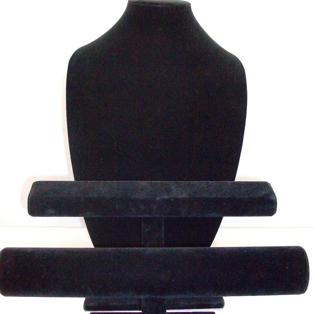 Black Velvet Jewelry Display Set For Necklace Watch And Bracelet